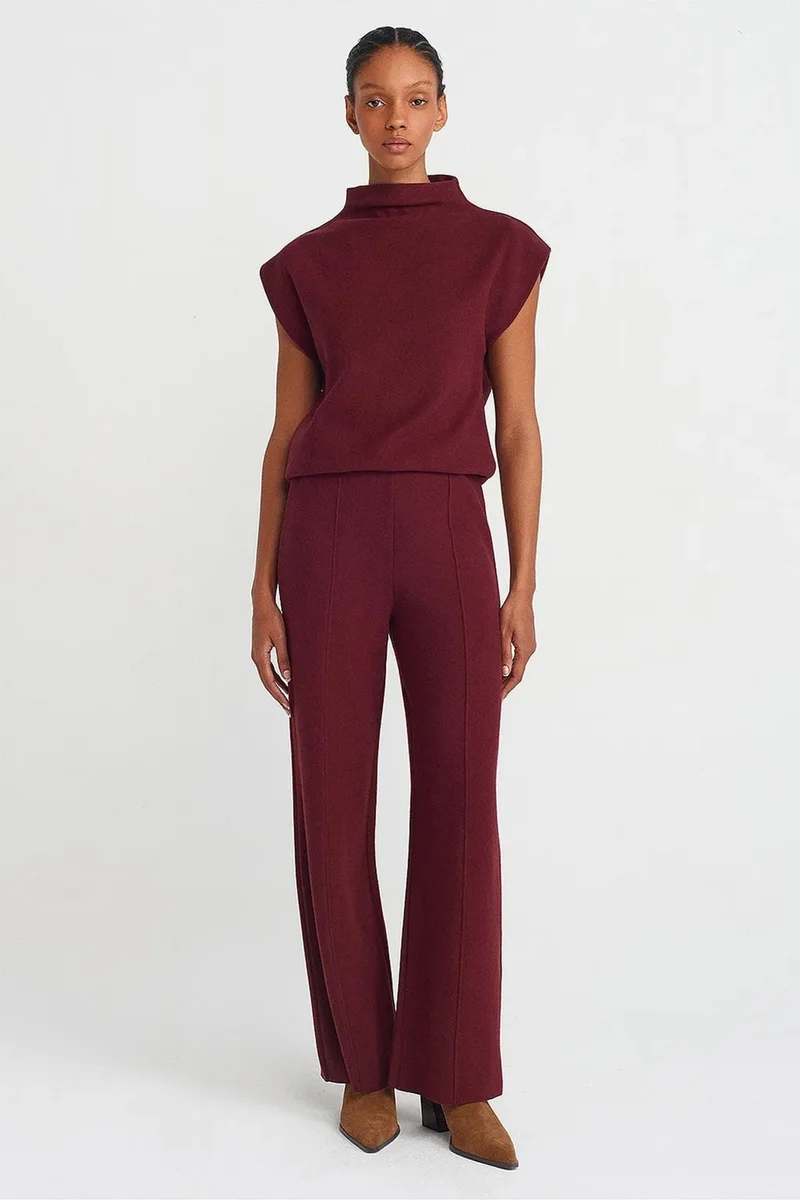 DILVIN Women’s High-waist Wide-leg Knit Trousers