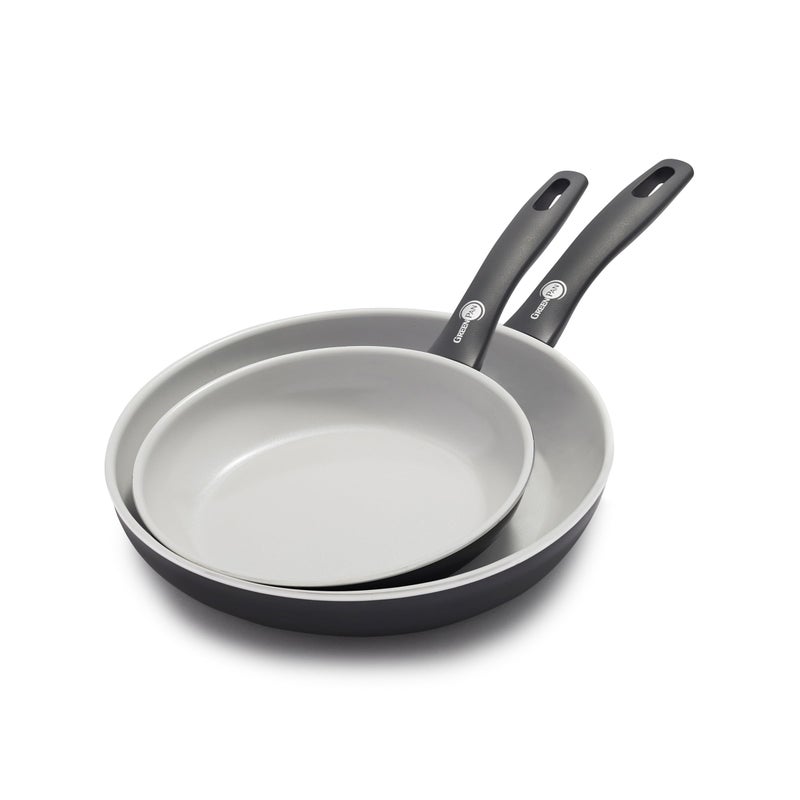 GreenPan Dover 8 and 10 2 Piece Frying Pan Skillet Set NonToxic PFASFree Ceramic Nonstick Coating Sear Saute Fry Egg Omlete Dishwasher Oven Safe Stay Cool Handle Easy Pour Rims Black - Image 2