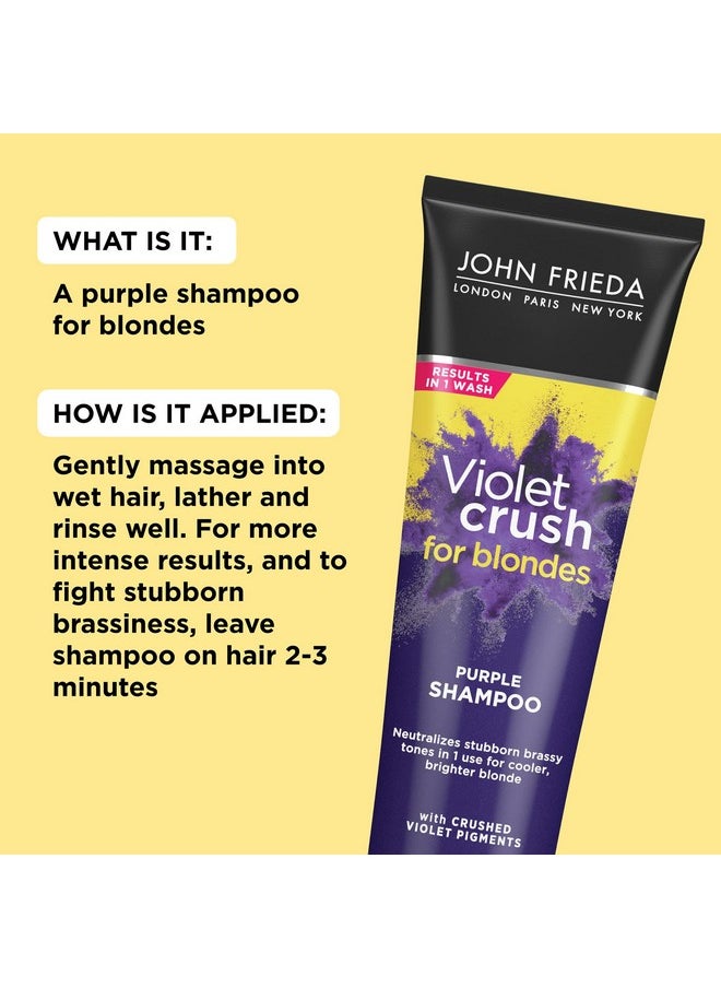 John Frieda - Violet Crush Purple Shampoo For Blonde Hair Blonde Toner Neutralizes Brassy Yellow Tones For Bleached Platinum And Natural Blonde Hair 8.3 Ounce - Image 1