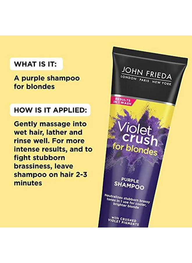 John Frieda - Violet Crush Purple Shampoo For Blonde Hair Blonde Toner Neutralizes Brassy Yellow Tones For Bleached Platinum And Natural Blonde Hair 8.3 Ounce - Image 1