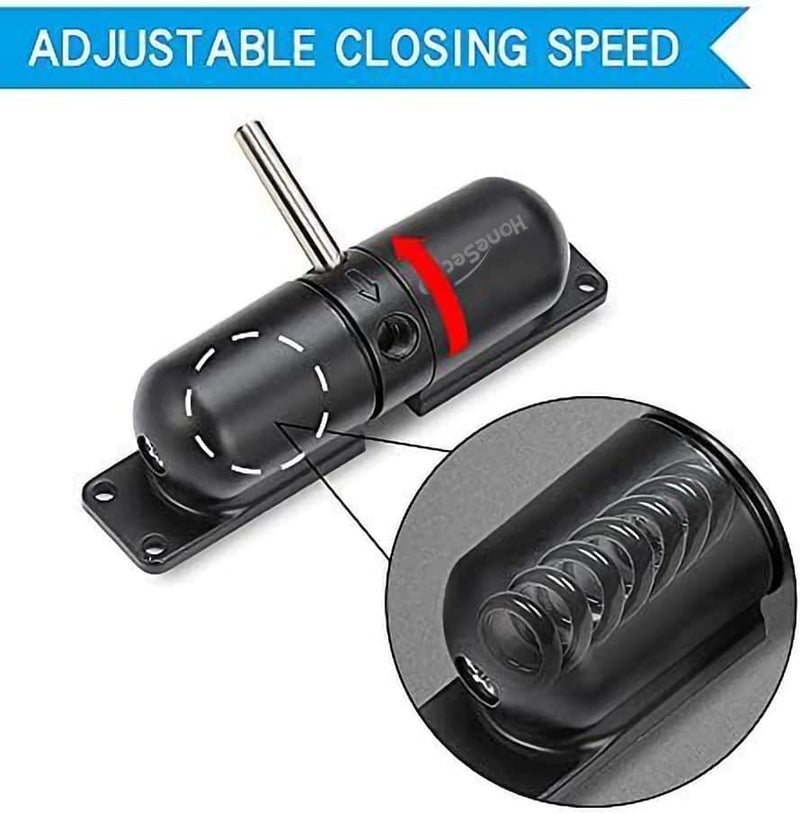 HoneSecur Safety Spring Door Closers, Adjustable Closing Hinge, Automatic Stopper Fire Rated, Convert Hinged Doors to Self Closing - Black - Image 2