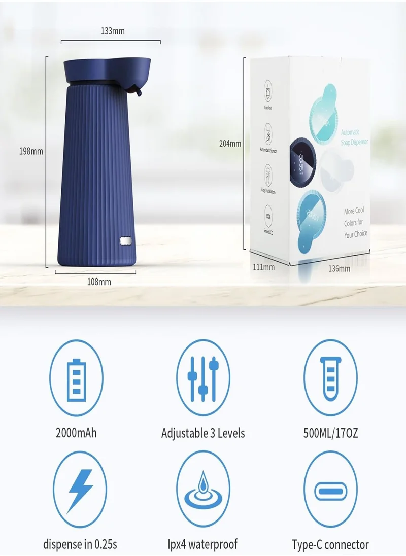 Sharpdo Automatic Smart Sensor Foaming Soap Dispenser Touchless Three-level Adjustment Auto Liquid Soap Dispenser For Bathroom Kitchen Washroom USB Rechargeable