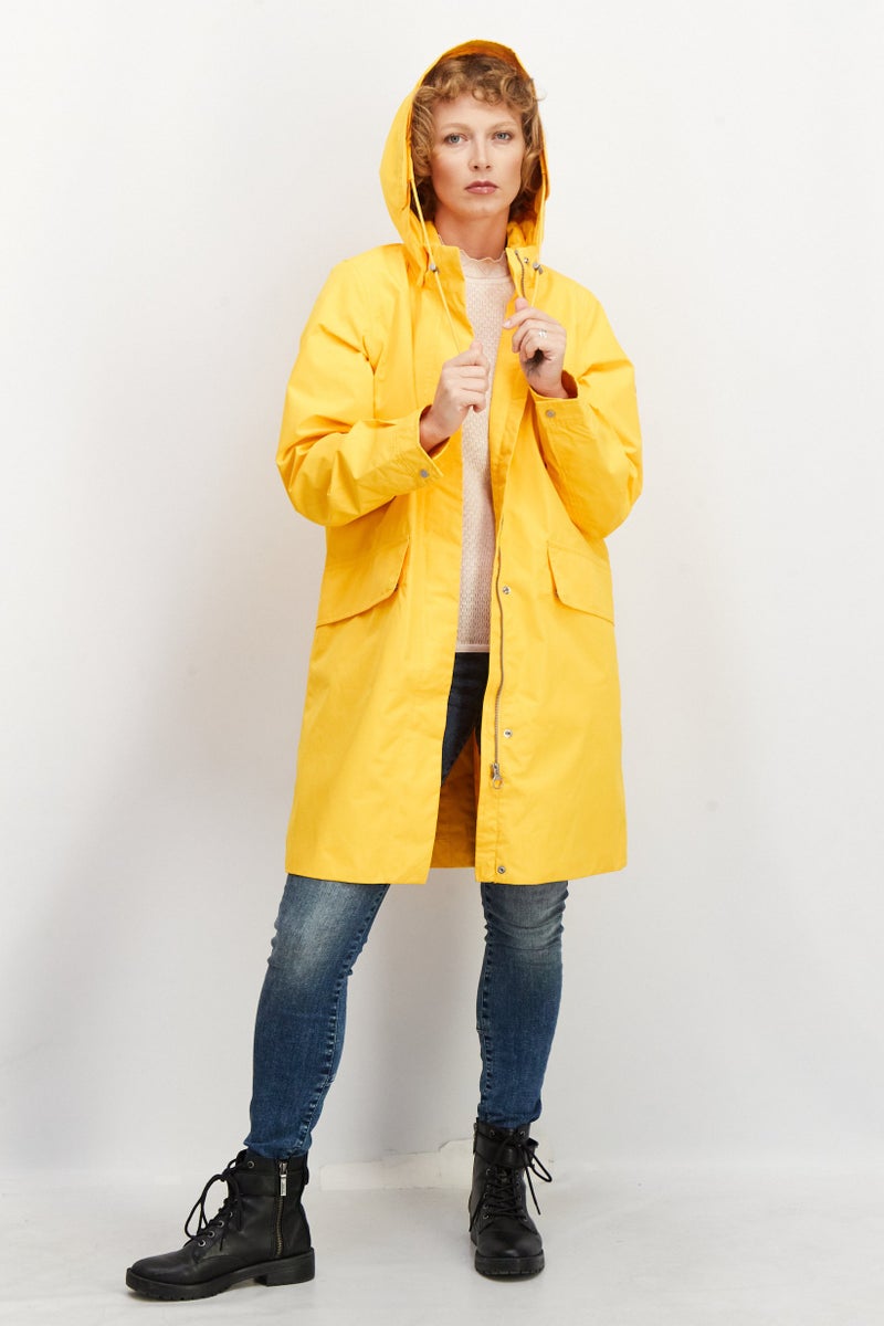 Aigle Women Hood With Drawstrings Windbreaker Jacket, Yellow - Image 1