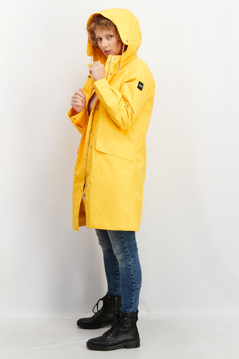 Aigle Women Hood With Drawstrings Windbreaker Jacket, Yellow - Image 3