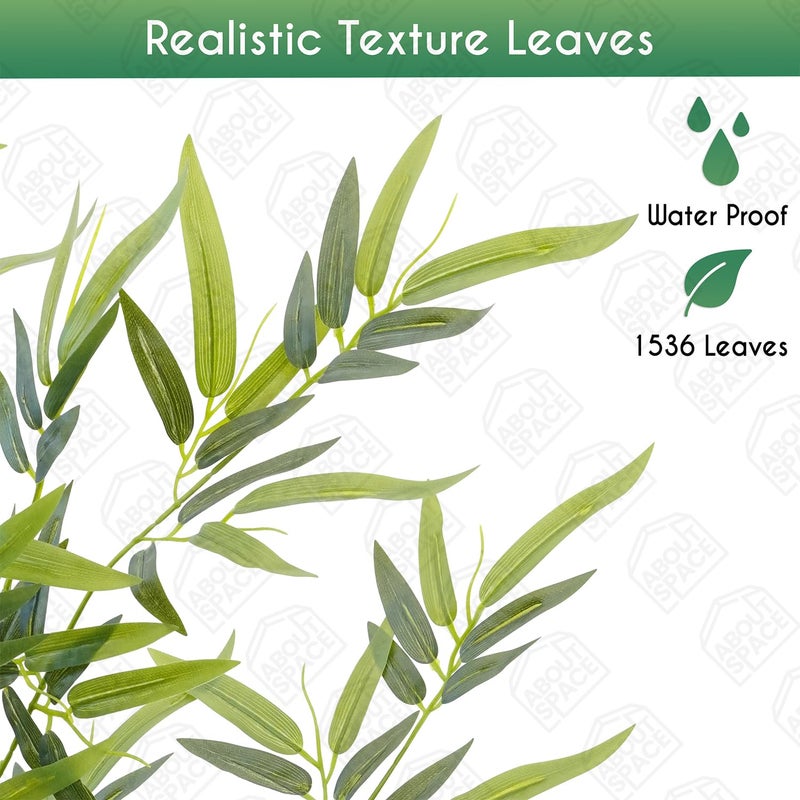 ABOUT SPACE 6 ft Bamboo Tree with 1536 Leaves Artificial Plant for Home Decor Natural Looking Plant Decor Big Fake Ornamental Plants with Pot Lightweight Indoor Artificial Plants for Livingroom Office - Image 3