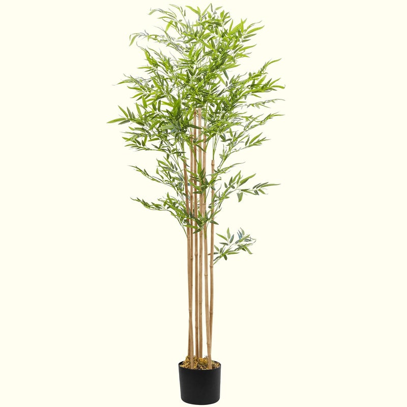 ABOUT SPACE 6 ft Bamboo Tree with 1536 Leaves Artificial Plant for Home Decor Natural Looking Plant Decor Big Fake Ornamental Plants with Pot Lightweight Indoor Artificial Plants for Livingroom Office - Image 1