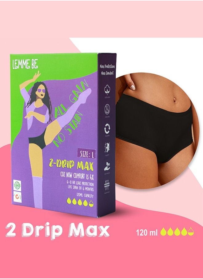 LEMME BE - Lemme Be Period Panties for Women | Reusable Period Underwear 120 ML Capacity | Leak Proof Protection for Periods | 100% Breathable TPU Bamboo Fiber Z Drip Max (Black) (S) - Image 1