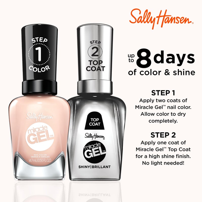 Sally Hansen Miracle Gel Salon Quality Nail Polish | Gel-Like Formula, Two-Step System, No UV Light Needed, Long Lasting | Sheer | 187 Sheer Happiness | Translucent Pale Pink Nail Polish - Image 5