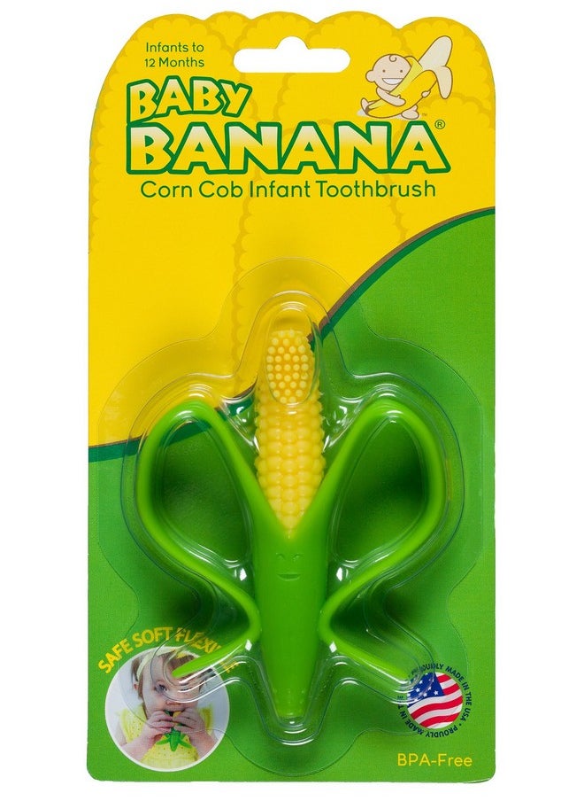 Baby Banana - Corn Cob Toothbrush Training Teether Tooth Brush For Infant Baby And Toddler Green/Yellow Cornelius - Image 1