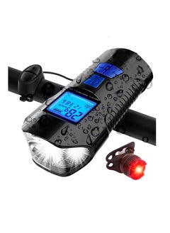 Y&D Bike Light, USB Rechargeable LED Front Light & Tail IPX5 Waterproof,4 Lighting Modes Super Bright, Speedometer Bicycle with Horn, LCD Display, Fits All-Mountain Road  - Image 1