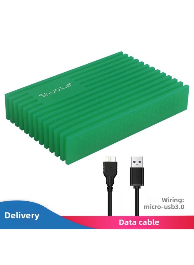 Generic Shuole USB3.0 Silicone Hard Disk Box 2.5-inch High-speed Hard Disk Box SATA Interface External Mobile Hard Disk Box-Color:SL-U25G30M Green  - Image 1