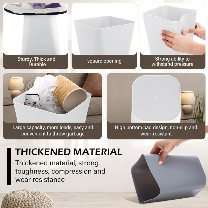 Hoolerry 9 Pieces Garbage Can 2 Gallon Small Trash Cans Bulk Bathroom Trash Bin Plastic Wastebasket Square for Bedroom Slim Bathroom Trashcan Small Container for Kitchen Office Home(Multicolor) - Image 4