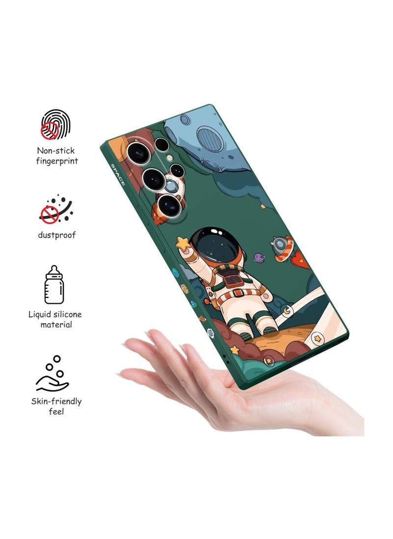 Generic - for Samsung Galaxy S24 Ultra Case, Creative Flower Pattern Design Phone Cover Drop Protection Soft Ultra Thin Scratch Resistant Microfiber Lining Inner for Galaxy S24 Ultra-Astronaut Green - Image 1