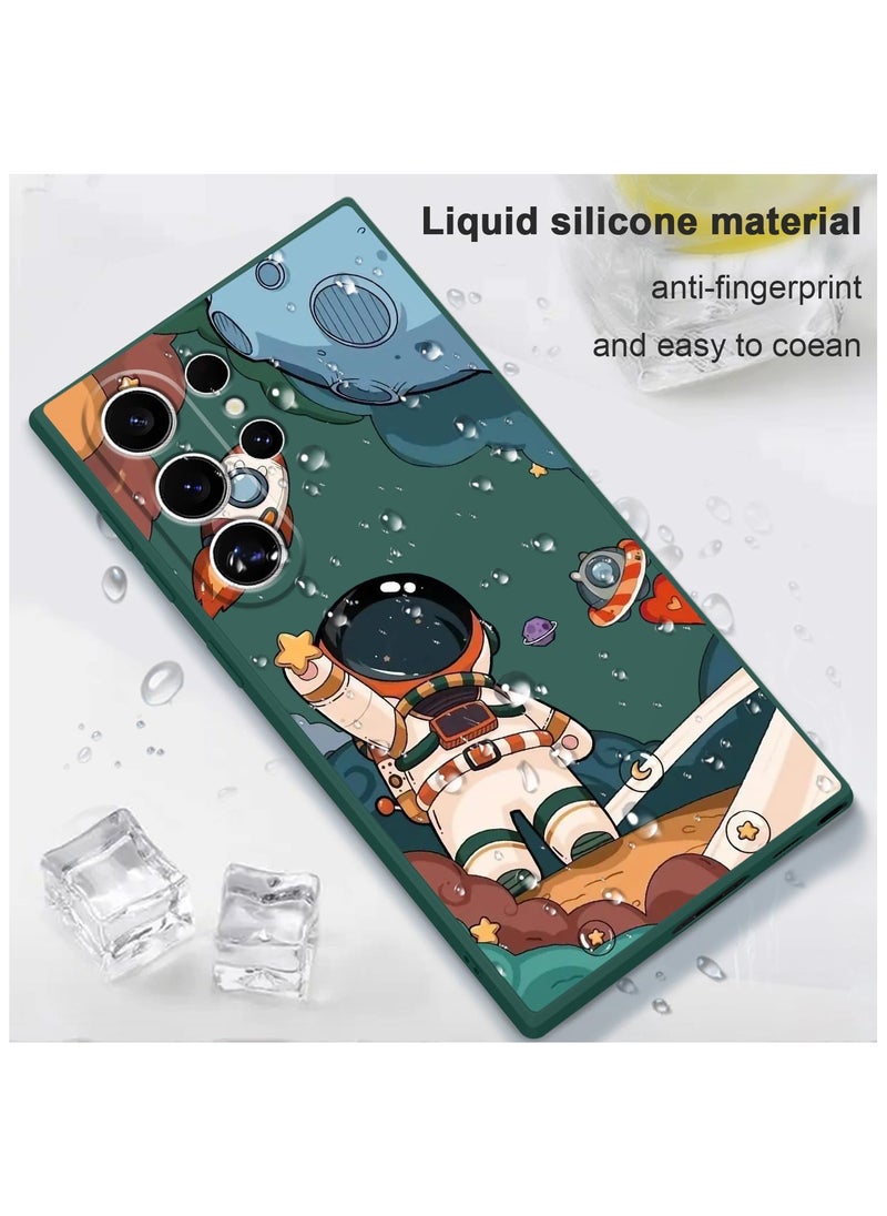 Generic - for Samsung Galaxy S24 Ultra Case, Creative Flower Pattern Design Phone Cover Drop Protection Soft Ultra Thin Scratch Resistant Microfiber Lining Inner for Galaxy S24 Ultra-Astronaut Green - Image 1