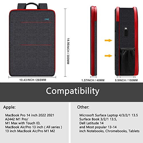 ZINZ Slim & Expandable Laptop Backpack Water Resistant Backpack Travel Backpack Compatible with MacBook Air/Pro/Neo 13-14 inch, XPS 13/14, Surface 13.5" and Most 13-14 Notebooks，B01RD01 - Image 2