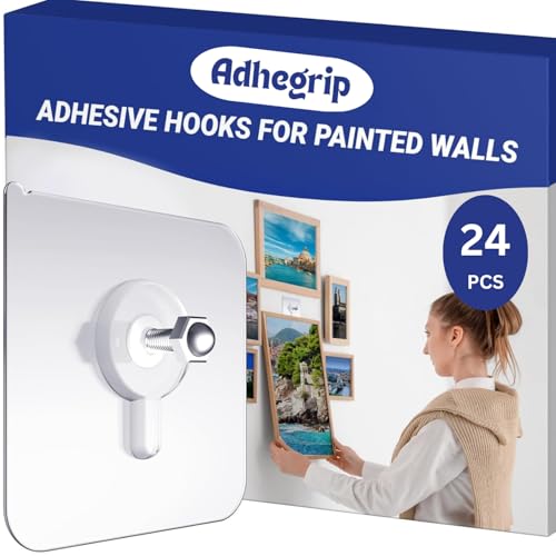Adhegrip 24 Pack Adhesive All Heavy Duty for Hanging Decor Items Home Decor Items Clock Hanging Hooks Photo Frame Hooks for Without Drilling Nail Hook Key Holder - Image 1
