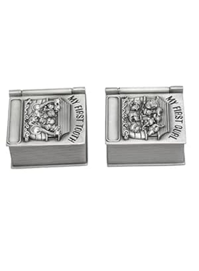 Baby Tooth And Hair Keepsake Box Set With Zinc Alloy Carved Design Soft Velvet Lining - Image 1