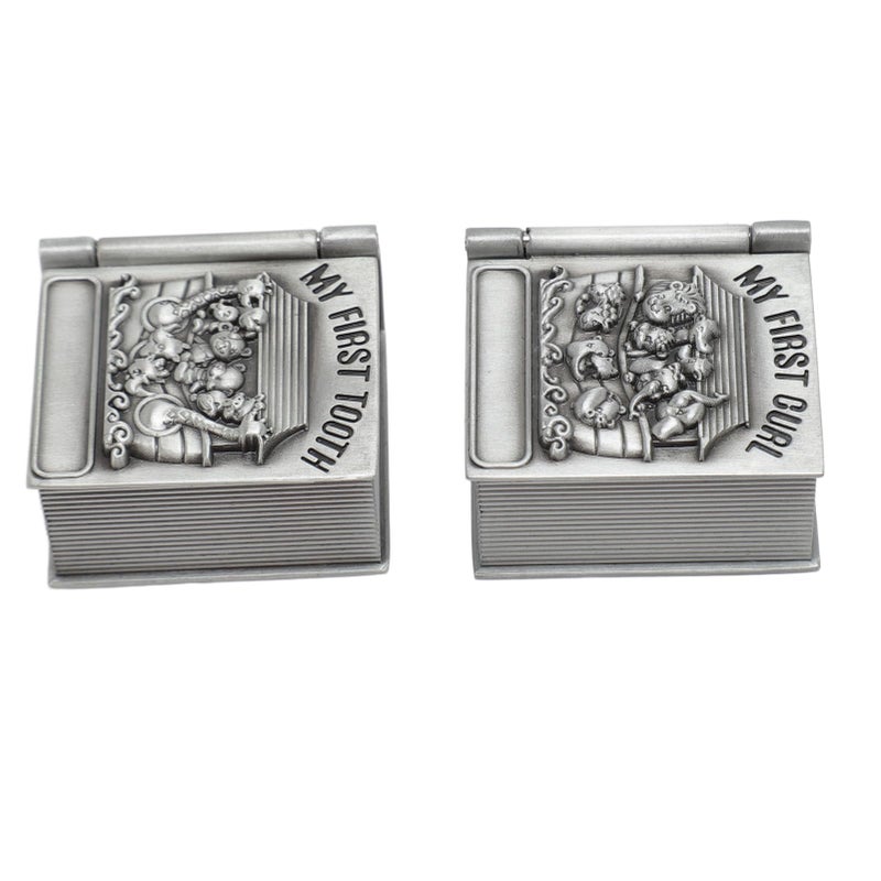 Baby Tooth And Hair Keepsake Box Set With Zinc Alloy Carved Design Soft Velvet Lining - Image 2