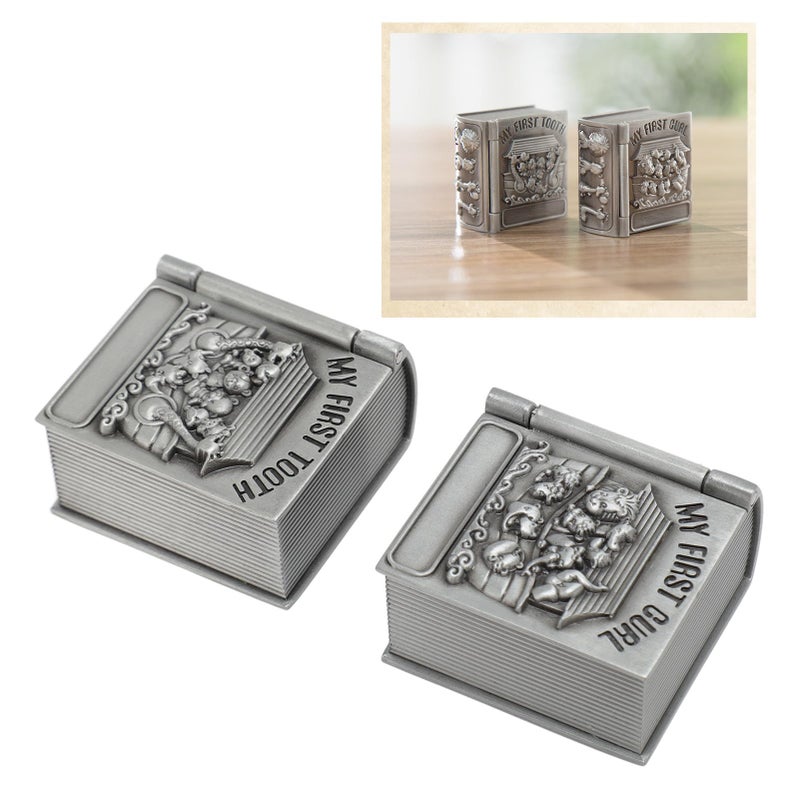 Baby Tooth And Hair Keepsake Box Set With Zinc Alloy Carved Design Soft Velvet Lining - Image 4