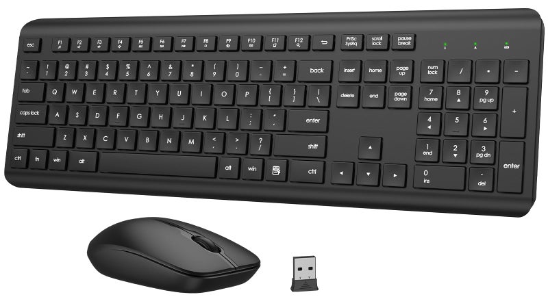 QUASIO Wireless Keyboard and Mouse Combo, Full-Size Silent Ergonomic Keyboard and Optical Mouse, Long Battery Life, 2.4GHz Lag-Free Cordless Mice Keyboard for Computer, Mac, Laptop, PC, Windows - Image 1