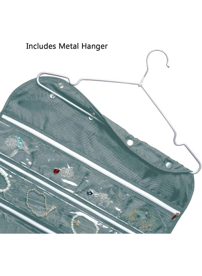 BB Brotrade Hanging Jewelry Organizer,Accessories Organizer,56 Zipper Pocket Organizer for Holding Jewelries (Grey-Zipper) - Image 2