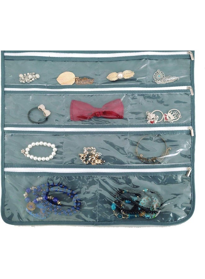 BB Brotrade Hanging Jewelry Organizer,Accessories Organizer,56 Zipper Pocket Organizer for Holding Jewelries (Grey-Zipper) - Image 4