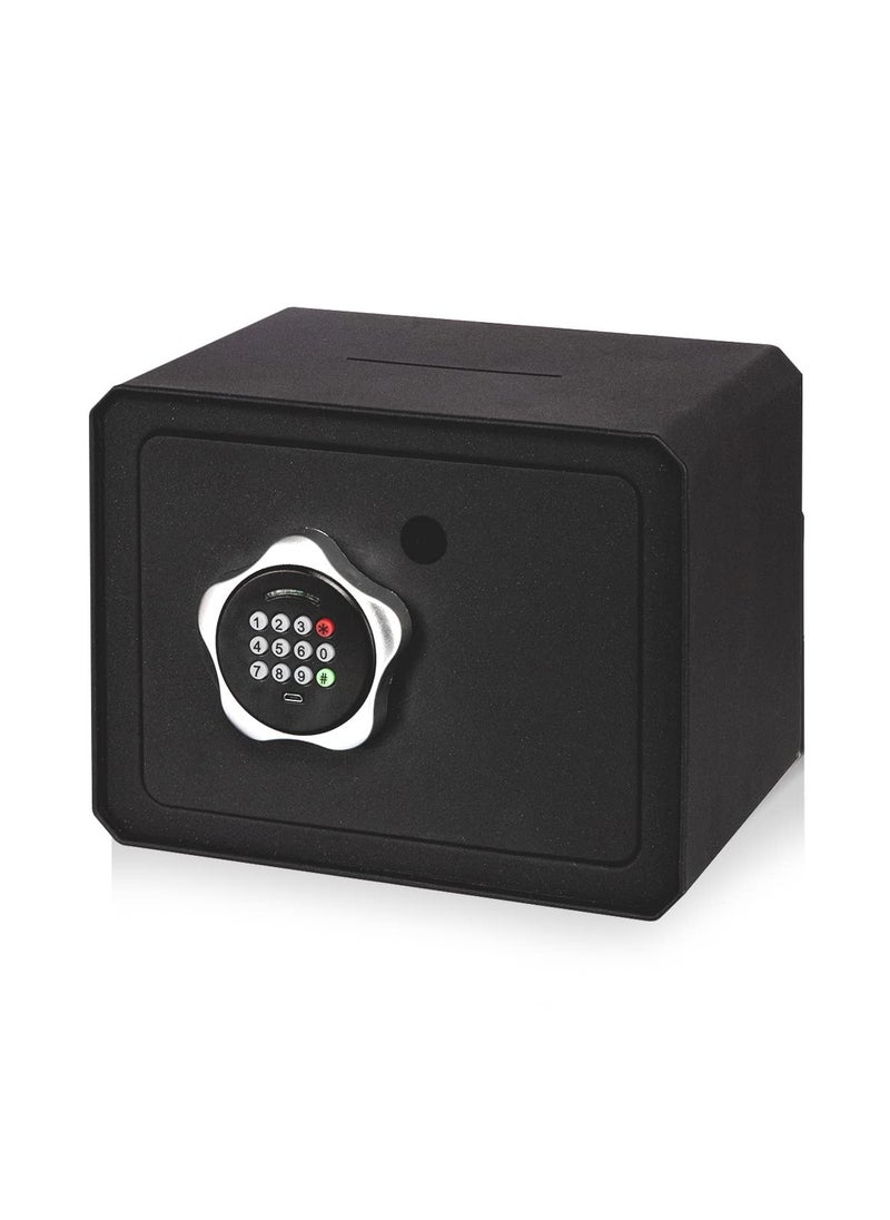 Small Safe Box, Electronic Keypad Lock Money Drop Safe, Personal Mini Safes Cabinet for Home Office Hotel Jewelry, 9.5"x6.3"x7.1" inch, Black