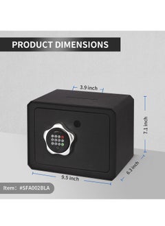 SYOSI Small Safe Box, Electronic Keypad Lock Money Drop Safe, Personal Mini Safes Cabinet for Home Office Hotel Jewelry, 9.5"x6.3"x7.1" inch, Black  - Image 2