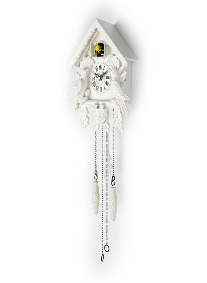 TIMEGEAR Cuckoo Clock with Night Mode, Wooden Decorations and Swinging Pendulum (White) - Image 1
