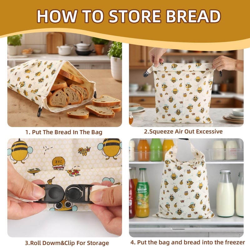 Vakeen Sourdough Bread Bags, Reusable Beeswax Bread Bags for Homemade Bread, 17"Ã—13" Natural Beeswax Cotton Loaf Bag, Easy to Clean Bakery Essentials (2 Pack) - Image 4