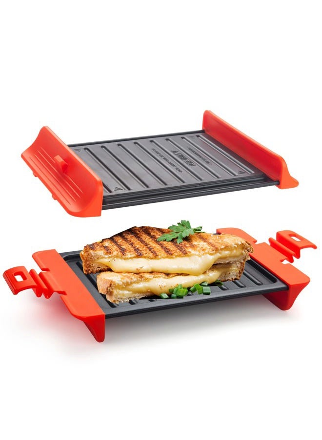 MACONEE Microwave Sandwich Maker | Microwave Grill & Crisper | Cooks Fast, Dishwasher Safe, Black - Image 1