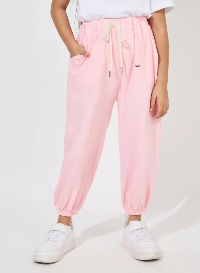 Styli Elastic Waistband Pocket Detail Cuffed Pants