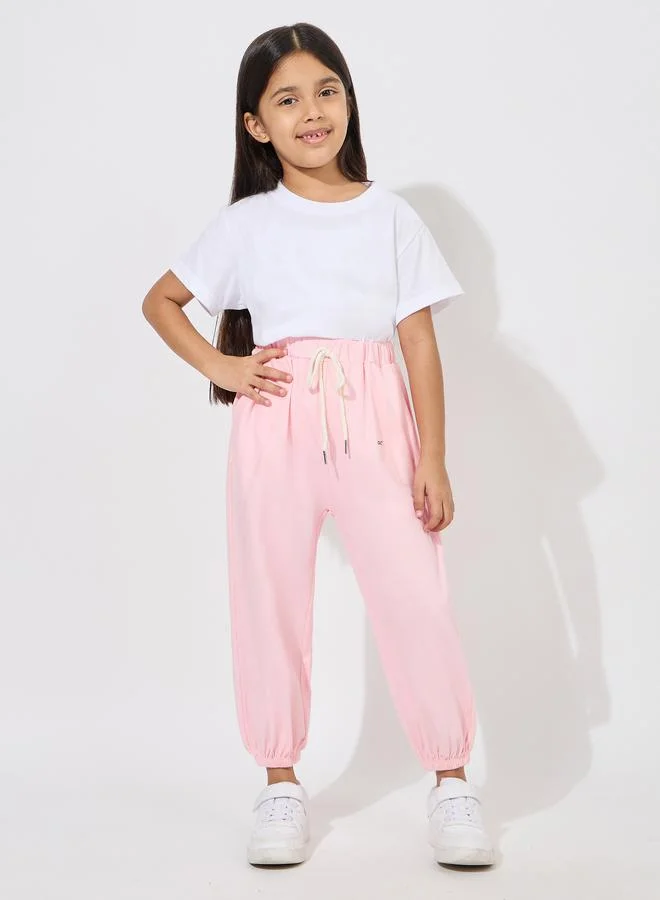 Styli Elastic Waistband Pocket Detail Cuffed Pants
