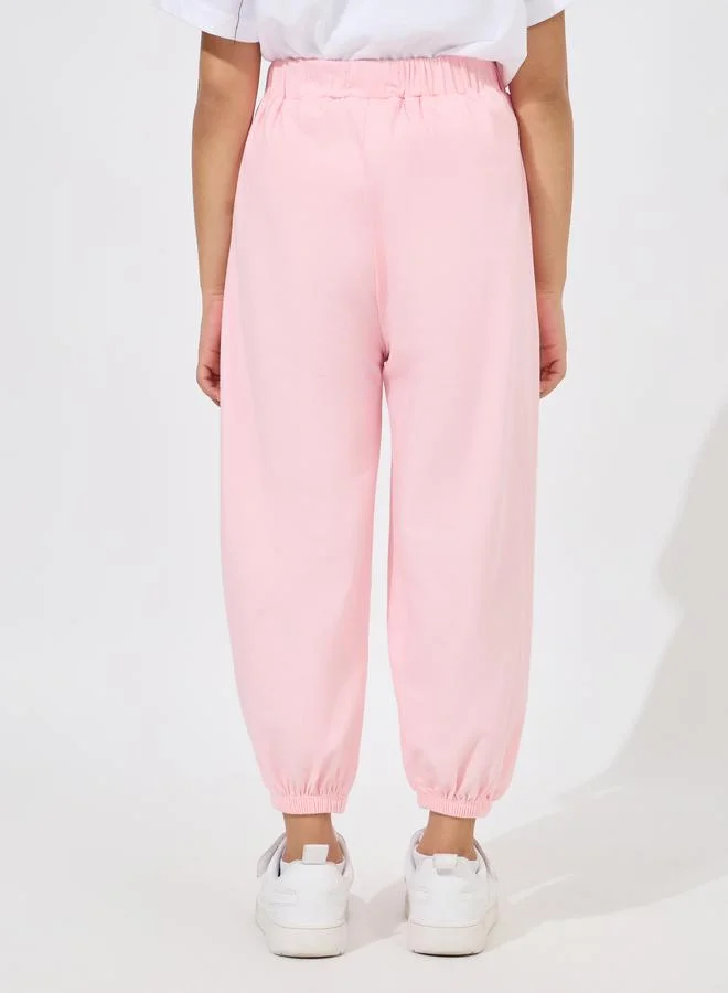 Styli Elastic Waistband Pocket Detail Cuffed Pants