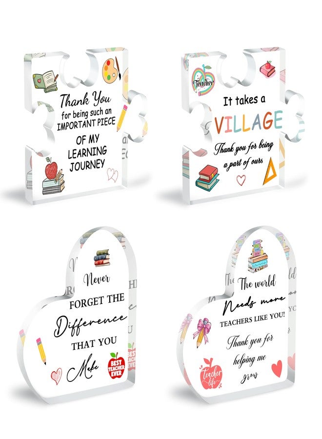 SiplyHaven Teacher Appreciation Gifts for Women, Thank You Gifts for Teachers Acrylic Decor, Teachers Retirement Gifts for Women Men, End of Year Thank You Teacher Keepsake Basket Set of 4 - Image 1