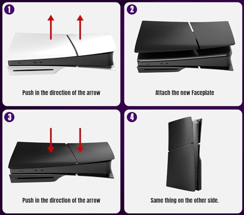 IMOFEE Slim Disc Edition Cover Plates for New PS5 Slim Console, Shell Panels Compatible with PlayStation 5 Slim Accessories Protective Replacement Faceplate (Black) - Image 5