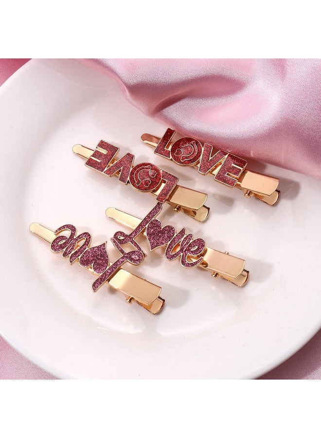 BVGA Glitter Valentine’S Day Hair Clips Rhinestone Love Letter Hairpins For Women Girls Sweet Romantic Cupid Heart Alligator Clips Barrettes Pretty Styling Hair Accessory Holiday Party Gifts - Image 2