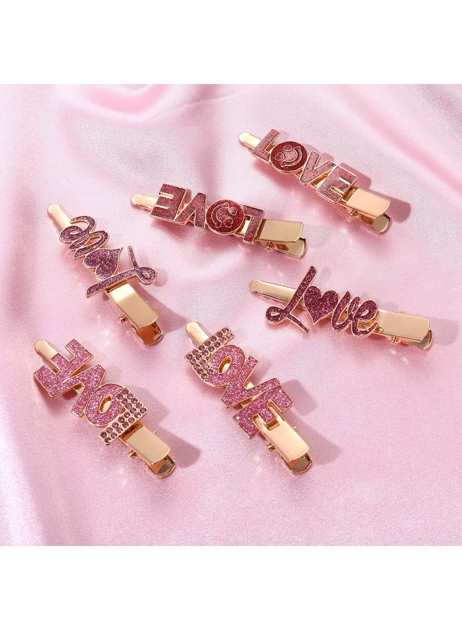 BVGA Glitter Valentine’S Day Hair Clips Rhinestone Love Letter Hairpins For Women Girls Sweet Romantic Cupid Heart Alligator Clips Barrettes Pretty Styling Hair Accessory Holiday Party Gifts - Image 3