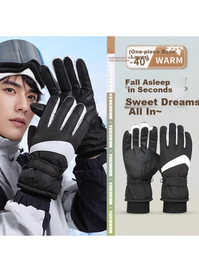 Ousen Cycling Gloves Winter Warm Thickened Fleece Lined Windproof Touch Screen Ski Gloves For Men And Women Outdoor Cycling - Image 1