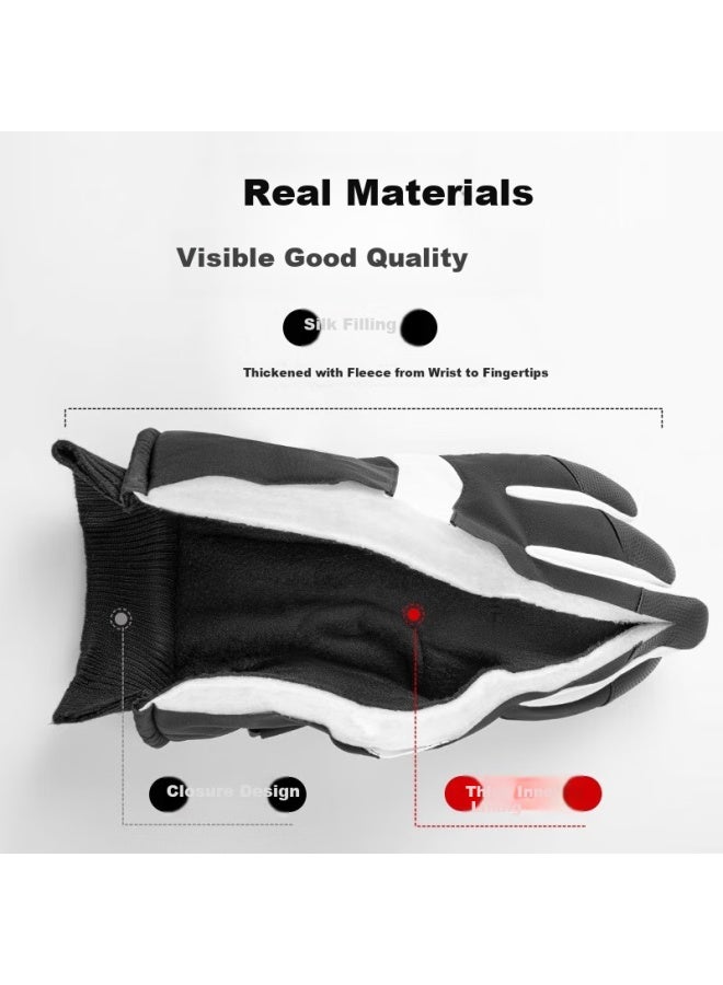 Ousen Cycling Gloves Winter Warm Thickened Fleece Lined Windproof Touch Screen Ski Gloves For Men And Women Outdoor Cycling - Image 4