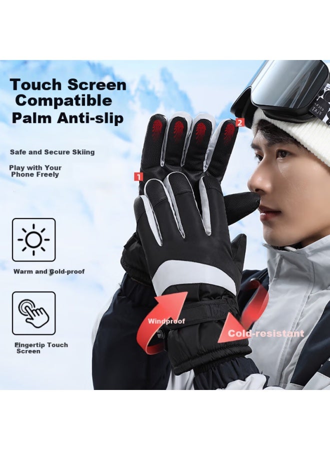 Ousen Cycling Gloves Winter Warm Thickened Fleece Lined Windproof Touch Screen Ski Gloves For Men And Women Outdoor Cycling - Image 3