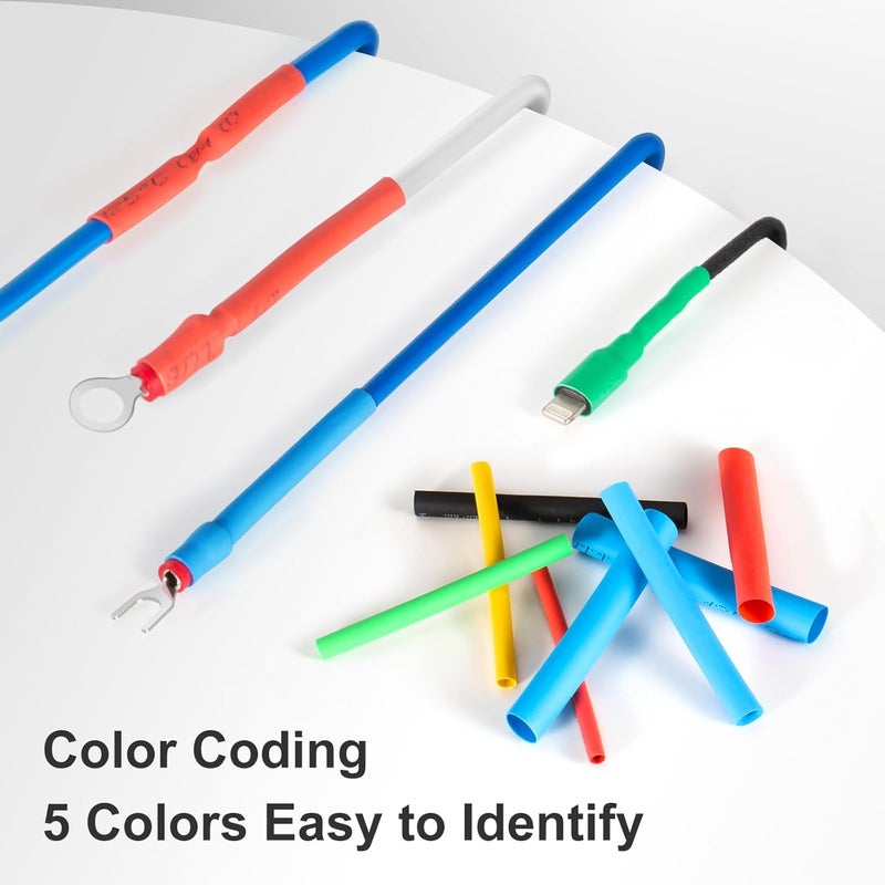 EVENTRONIC 900PCS Heat Shrink Tubing 2:1, Electrical Wire Cable Wrap Assortment Electric Insulation Heat Shrink Tube Kit with Box (5 colors/12 Sizes) - Image 4