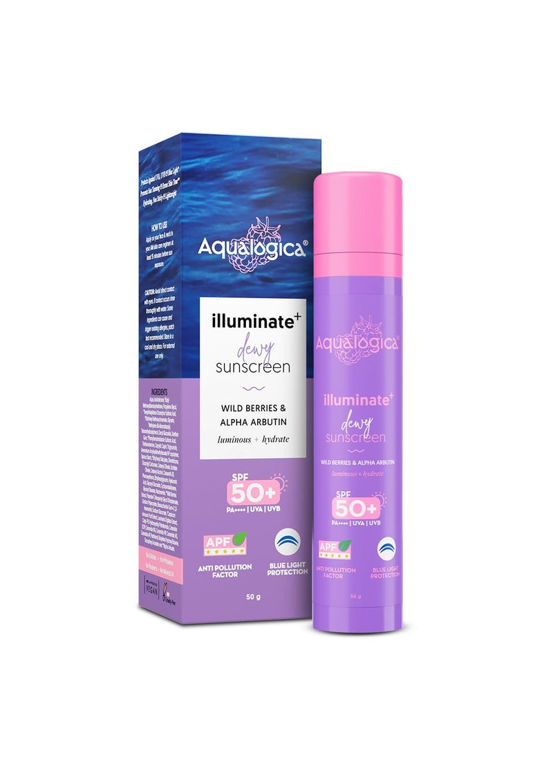 Aqualogica Aqualogica lluminate+ Dewy All Skin Type Sunscreen Spf 50+ Pa++++ With Wild BerriesΑ Arbutin - 50 G 