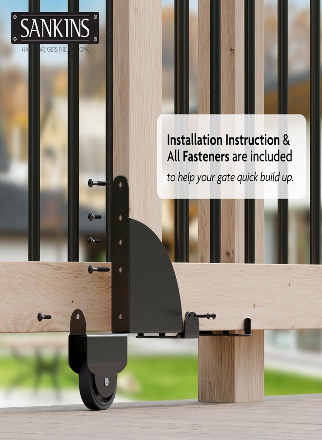 SANKINS Heavy Duty Sliding Gate Kit, Adjustable Sliding Gate Hardware Kit for Wood Fence, Anti Sag Gate Kit Gate Corner Brace Bracket with Gate Latch, Fence Gate Kit for Driveway Gates, Pool Gates - Image 5