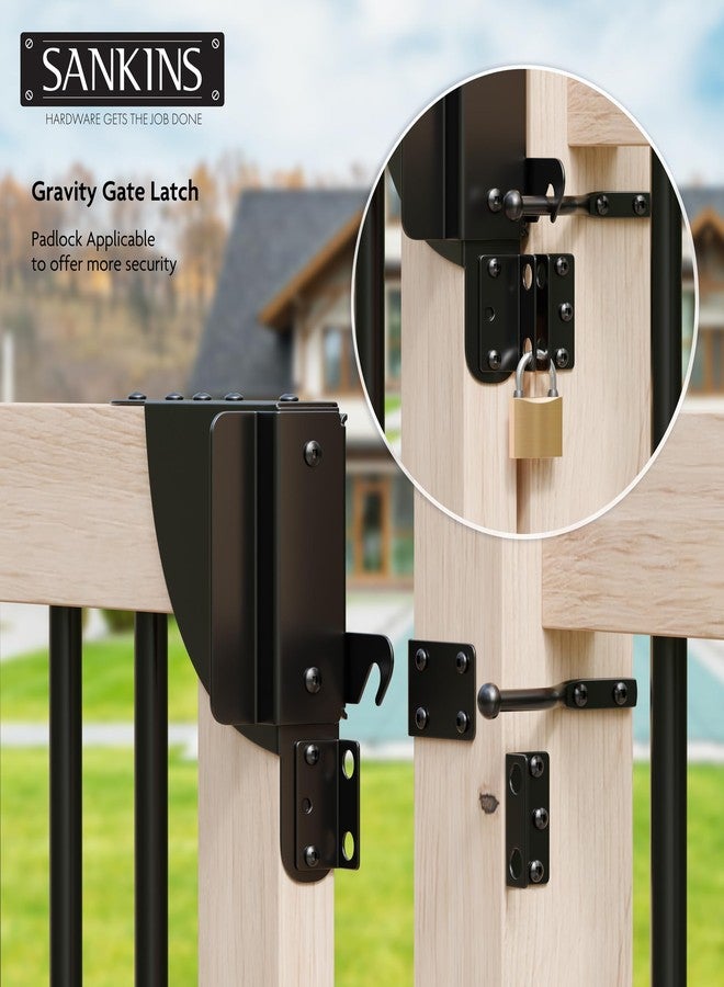 SANKINS Heavy Duty Sliding Gate Kit, Adjustable Sliding Gate Hardware Kit for Wood Fence, Anti Sag Gate Kit Gate Corner Brace Bracket with Gate Latch, Fence Gate Kit for Driveway Gates, Pool Gates - Image 4