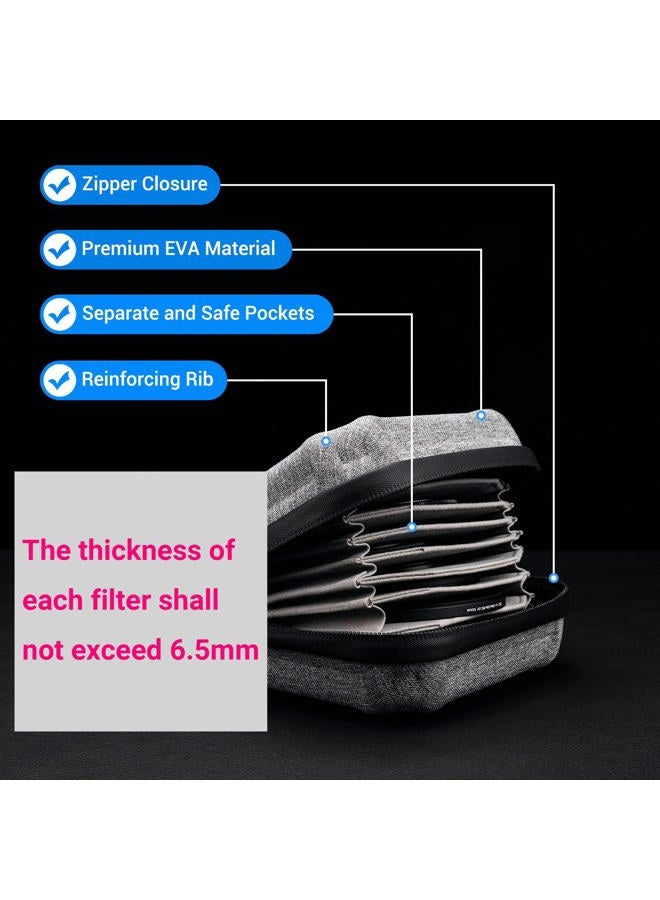 JJC 10 Pockets Hard Shell Lens Filter Bag Up to 95mm, Water Resistant & Dustproof, Camera Filter Pouch Carrying Case for Photography Round Filter with Microfiber Cleaning Cloth - Image 4