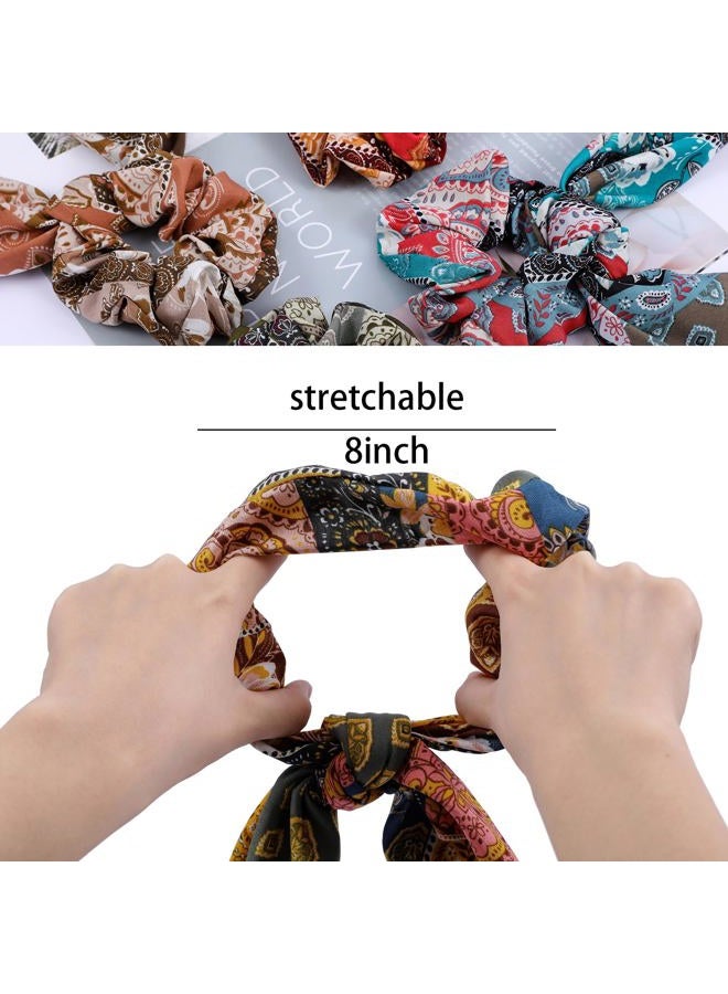 Cutewing Paisley Scrunchie Hair Accessories - Chiffon Hair Scarf Bandana, Scrunchies, Ribbons, Ponytail Holders, and Bow Scrunchies for Women (6PCS) - Image 3