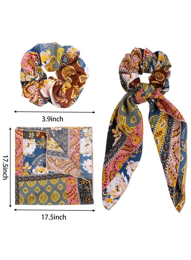 Cutewing Paisley Scrunchie Hair Accessories - Chiffon Hair Scarf Bandana, Scrunchies, Ribbons, Ponytail Holders, and Bow Scrunchies for Women (6PCS) - Image 2