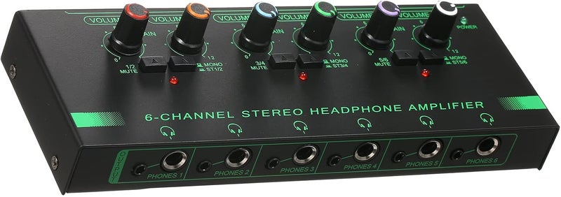 6-Channel Metal Stereo Headphone Amplifier for Recording Room, UltraLow Noise 6-Channel Mini Audio Amp for Studio and Stage, Volume Control for MultiListeners, Made of Strong Metal Shell - Image 5