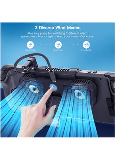 Generic RGB Cooling Fan Dock for Steam Deck & Nintendo Switch OLED, USB-C Powered with Adjustable Speed & Blue RGB Lighting, Includes Stand & USB-C Adapter.  - Image 2